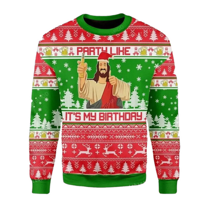 My Birthday Jesus Ugly Christmas Sweater For Men & Women Christmas Gift Sweater US2724 - WeCustomit