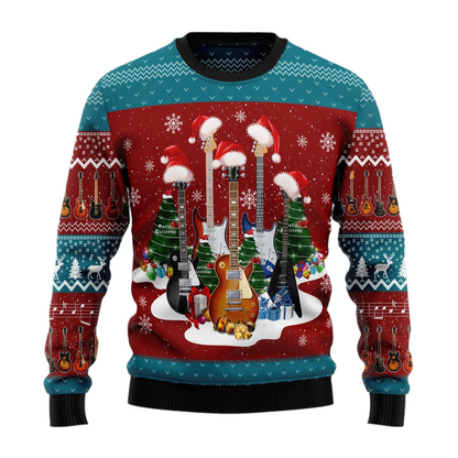 Guitar Christmas And Santa Hat Guitar Lover Ugly Christmas Sweater For Men & Women Christmas Gift Sweater US2732 - WeCustomit