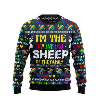 I Am The Rainbow Sheep Of Family Ugly Christmas Sweater For Men & Women Christmas Gift Sweater US2614 - WeCustomit