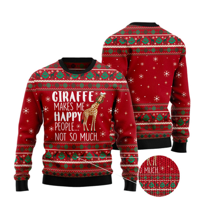 Giraffe Makes Me Happy Ugly Christmas Sweater For Men & Women Christmas Gift Sweater US2831 - WeCustomit