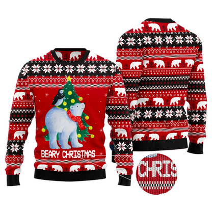 Bear Beary Xmas Ugly Sweater For Men & Women Christmas Gift Sweater US2834 - WeCustomit