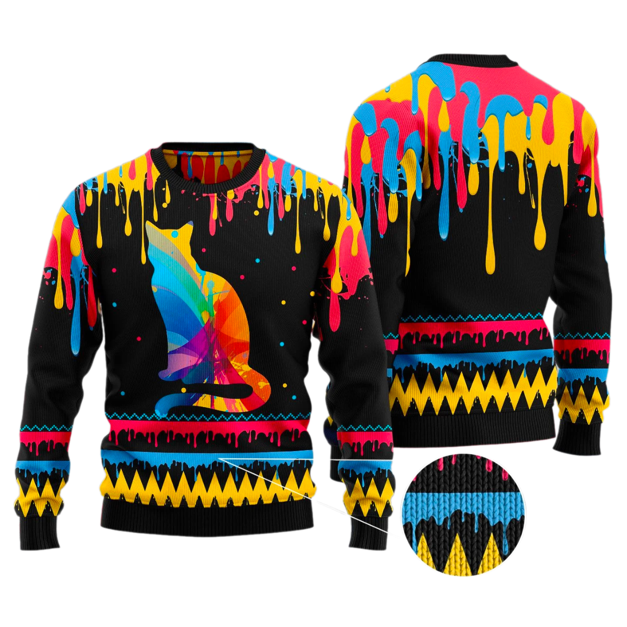 Cat Colorful Beauty Ugly Christmas Sweater For Men & Women Christmas Gift Sweater US2880 - WeCustomit