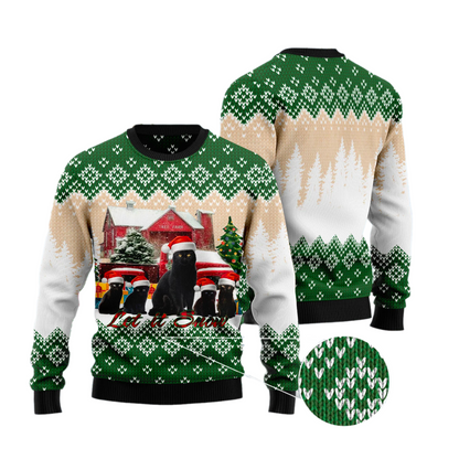 Black Cat Let It Snow Ugly Christmas Sweater For Men & Women Christmas Gift Sweater US2905 - WeCustomit