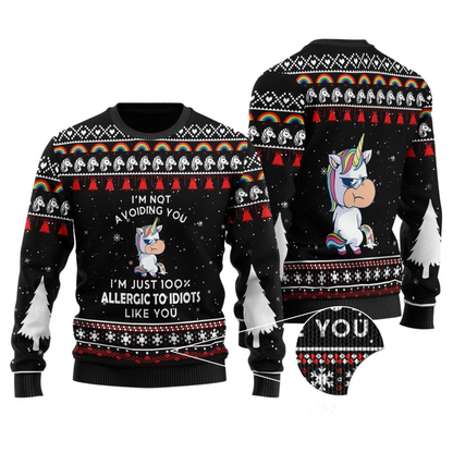 Im Not Avoiding You Unicorn Ugly Christmas Sweater For Men & Women Christmas Gift Sweater US3276 - WeCustomit