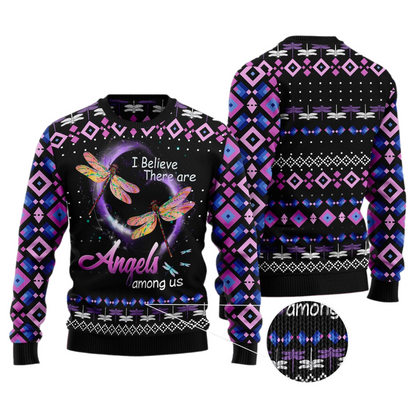 Dragonfly Angels Ugly Christmas Sweater For Men & Women Christmas Gift Sweater US3145 - WeCustomit