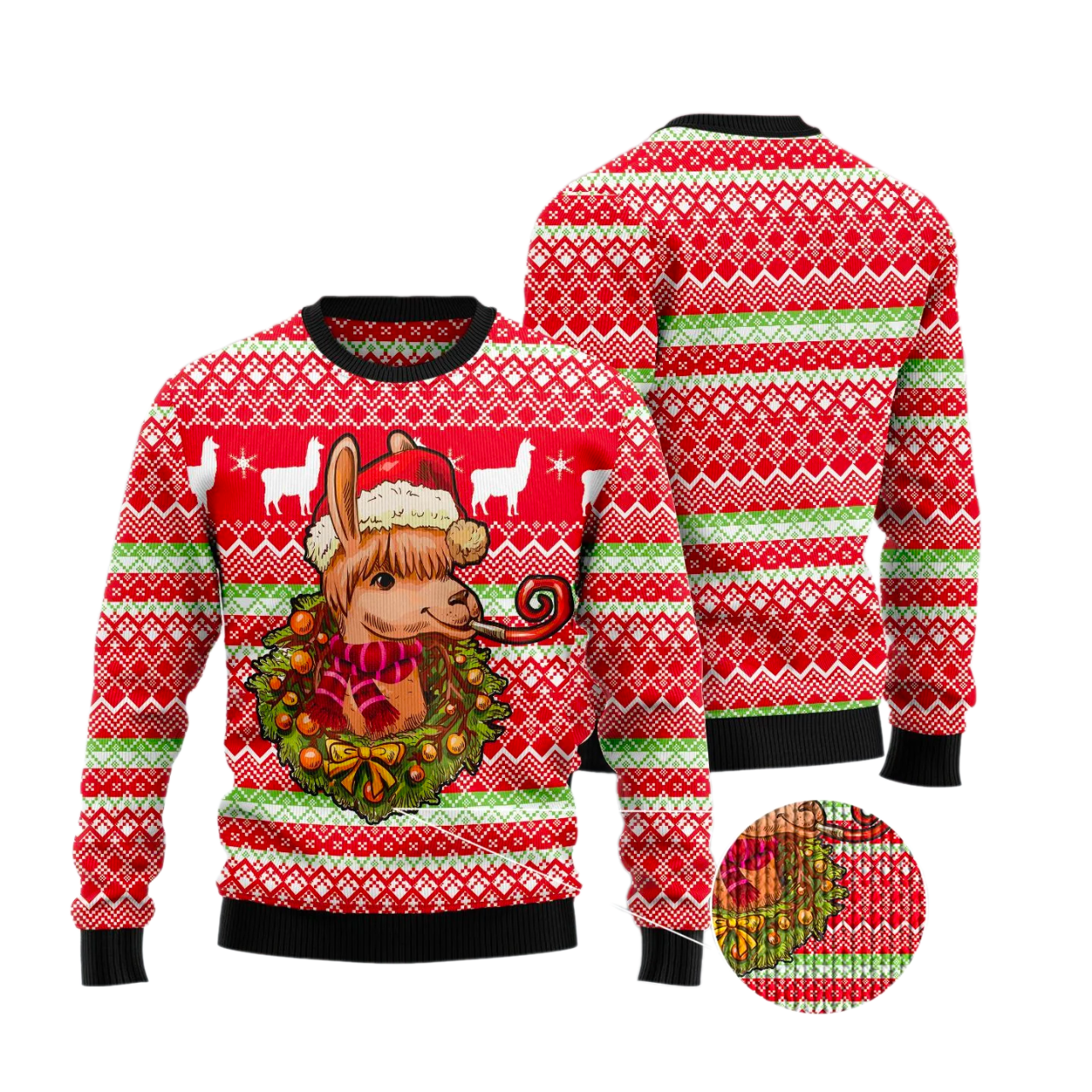 Llama Loves Christmas Ugly Christmas Sweater For Men & Women Christmas Gift Sweater US3368 - WeCustomit