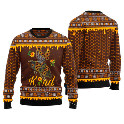 Bee Kind Sunflower Ugly Christmas Sweater For Men & Women Christmas Gift Sweater US3389 - WeCustomit