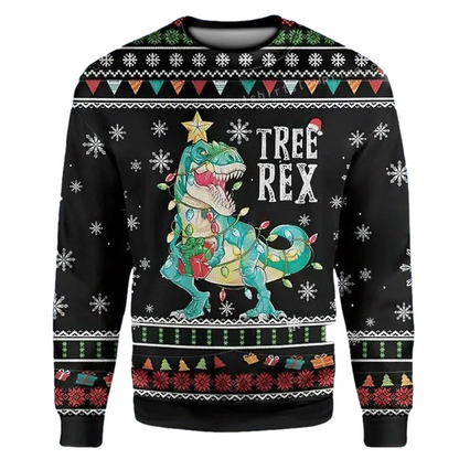 Tree Rex Xmas Dinosaur Ugly Christmas Sweater For Men & Women Christmas Gift Sweater US3424 - WeCustomit