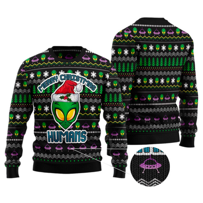Merry Christmas Humans Ugly Christmas Sweater For Men & Women Christmas Gift Sweater US3589 - WeCustomit
