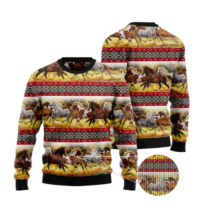 Horse Native American Pattern Ugly Christmas Sweater For Men & Women Christmas Gift Sweater US3605 - WeCustomit