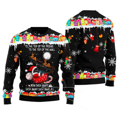 Black Cat Sleigh Christmas Ugly Christmas Sweater For Men & Women Christmas Gift Sweater US3609 - WeCustomit