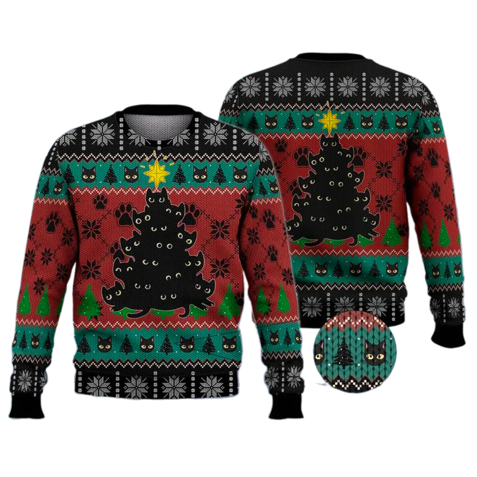 Meowy Christmas Ugly Christmas Sweater For Men & Women Christmas Gift Sweater PT1464 - WeCustomit