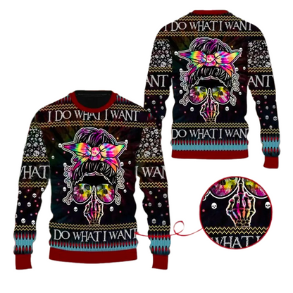 I do what i want 3D Ugly Christmas Sweater For Men & Women Christmas Gift Sweater PT1474 - WeCustomit