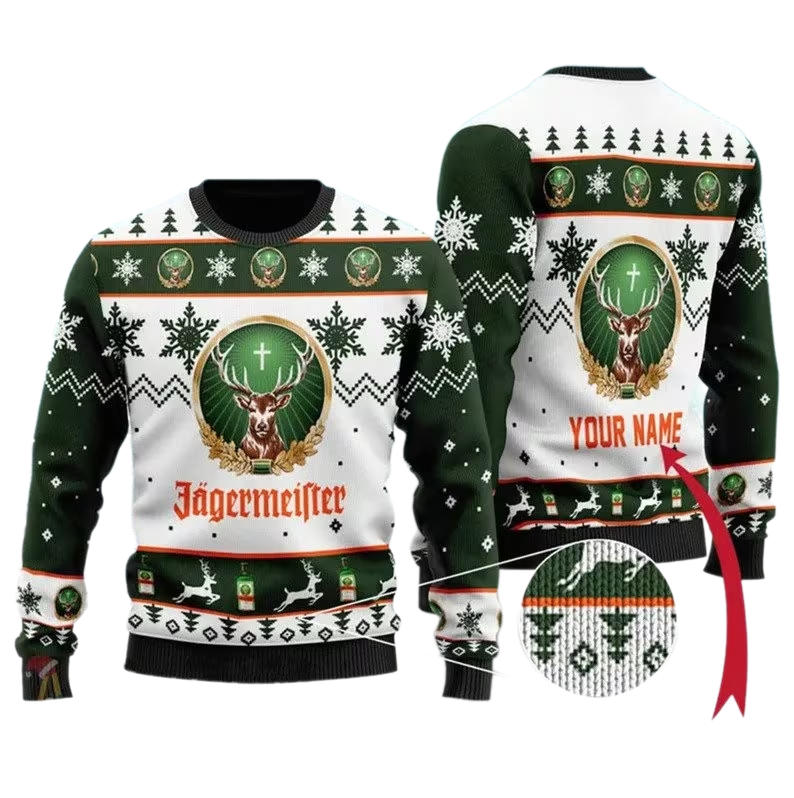 Personalized Jagermeister Ugly Christmas Sweater For Men & Women Christmas Gift Sweater US3757 - WeCustomit