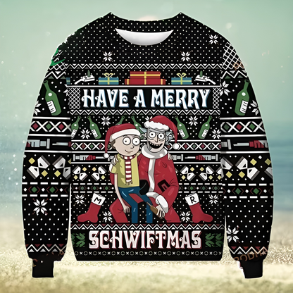 Rjck And M0rty Merry Schwiftmas Ugly Christmas Sweater For Men & Women Christmas Gift Sweater US3769 - WeCustomit