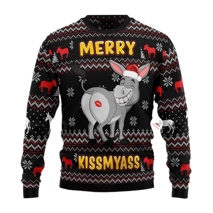 Donkeys Merry Kissmyass Ugly Christmas Sweater For Men & Women Christmas Gift Sweater US3820 - WeCustomit