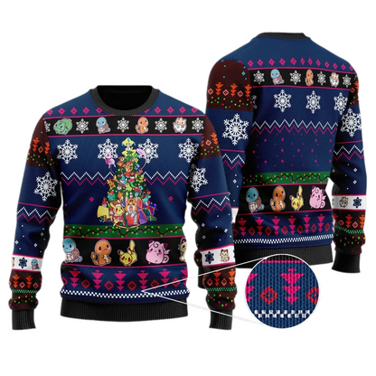 Tree Anime Pokemon Ideas Ugly Christmas Sweater For Men & Women Christmas Gift Sweater US3925 - WeCustomit