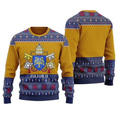 Pope Julius II Coat of Arms Unisex Ugly Christmas Sweater For Men & Women Christmas Gift Sweater US3971 - WeCustomit