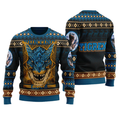 MIA365 Hunting Club Tigrex Monster Hunter Unisex Ugly Christmas Sweater For Men & Women Christmas Gift Sweater US4005 - WeCustomit