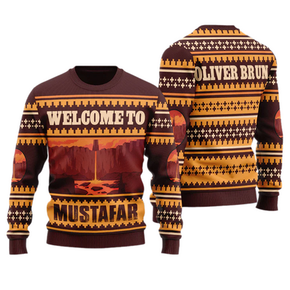 Personalize Name Welcom to Mustafar St.ar Wa.rs Unisex Ugly Christmas Sweater For Men & Women Christmas Gift Sweater US4012 - WeCustomit