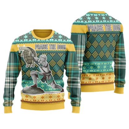 Praise the Dog Elden Ring Unisex Ugly Christmas Sweater For Men & Women Christmas Gift Sweater US4029 - WeCustomit