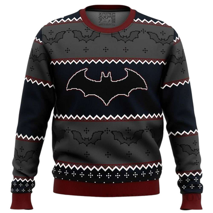 Black Batman Logo Ugly Christmas Sweater For Men & Women Christmas Gift Sweater US4068 - WeCustomit