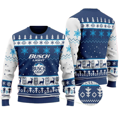 Unisex Busch Light Beer 3D Ugly Christmas Sweater For Men & Women Christmas Gift Sweater BH1300 - WeCustomit