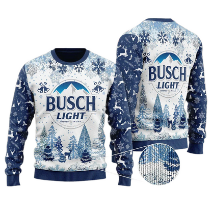 Unisex Busch Light 3D Ugly Christmas Sweater For Men & Women Christmas Gift Sweater BH1380 - WeCustomit