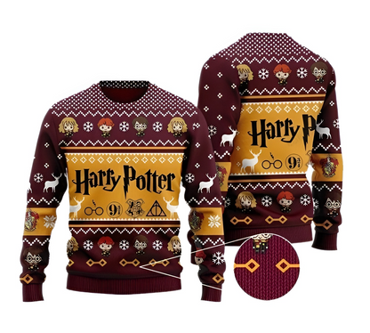 Chibi Har.ry Pot.ter Characters Ugly Christmas Sweater For Men & Women Christmas Gift Sweater US4180 - WeCustomit