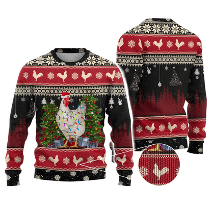 Chicken Light Ugly Christmas Sweater For Men & Women Christmas Gift Sweater US4369 - WeCustomit