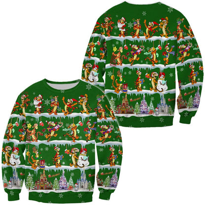 Tigger Xmas Green Ugly Christmas Sweater For Men & Women Christmas Gift Sweater PT981 - WeCustomit