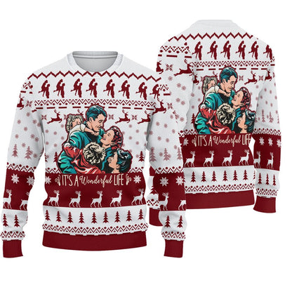 Vintage It's A Wonderful Life Family Ugly Christmas Sweater For Men & Women Christmas Gift Sweater BH595 - WeCustomit