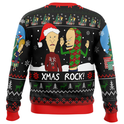 Xmas Rock Beavis and Butthead Ugly Christmas Sweater - WeCustomit