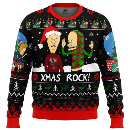 Xmas Rock Beavis and Butthead Ugly Christmas Sweater - WeCustomit